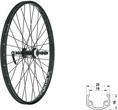 WASPER FREEWHEEL V-brake R, 24", black