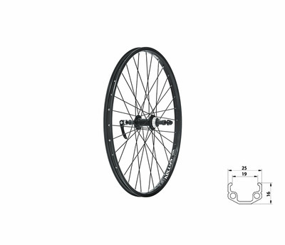 WASPER FREEWHEEL V-brake R, 24", black